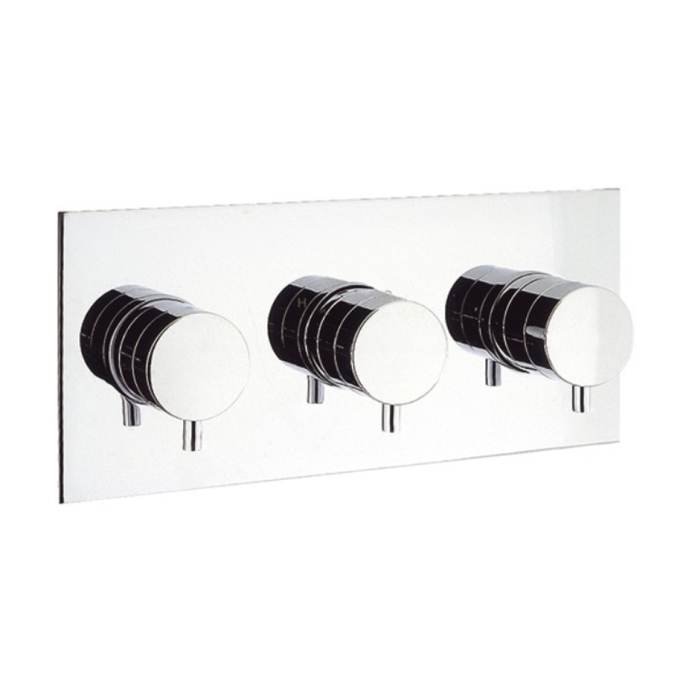 Product Cut out image of the Crosswater Kai Lever Landscape 3 Outlet 3 Handle Thermostatic Shower Valve